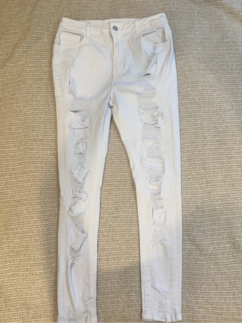 Encore Jeans White Distressed Ripped Skinny Jeans